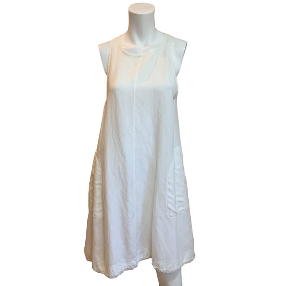 Wilfred Dresses & Skirts - Wilfred White Linen Blend Trapeze Dress with Raw Hem Sleeveless sz S